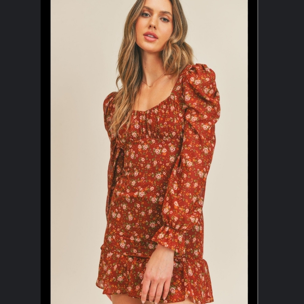 Sadie & Sage Rust Floral Mini Dress